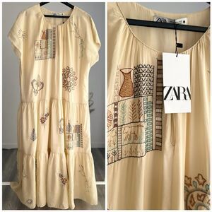 Zara Limited Edition Voluminous Embroidered Dress New